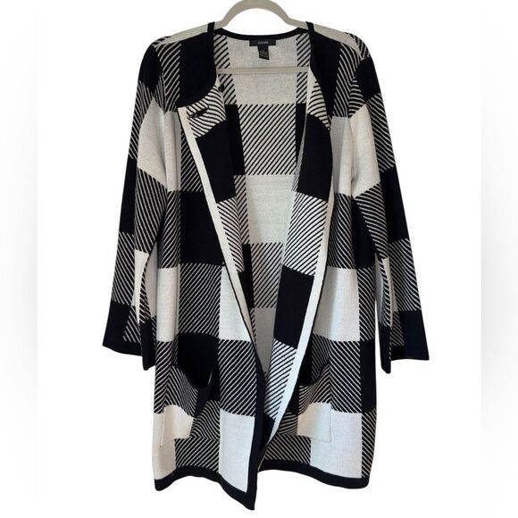 Women’s Alfani Patchwork Cardigan Size Medium Black and White - Picture 1 of 6